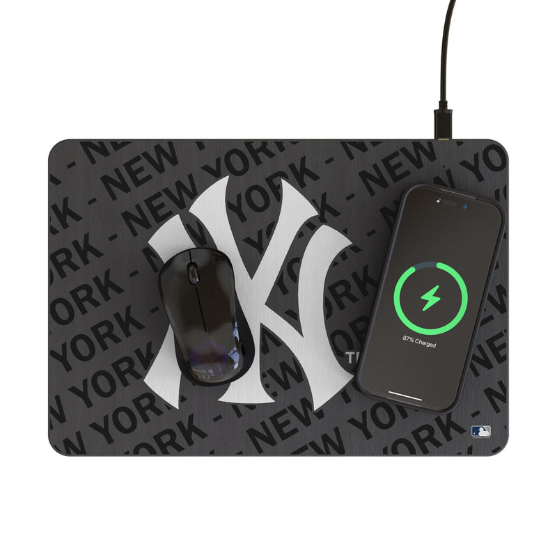 New York Yankees Personalized Tilt 15-Watt Wireless Charger and Mouse Pad Lifestyle.Jpg