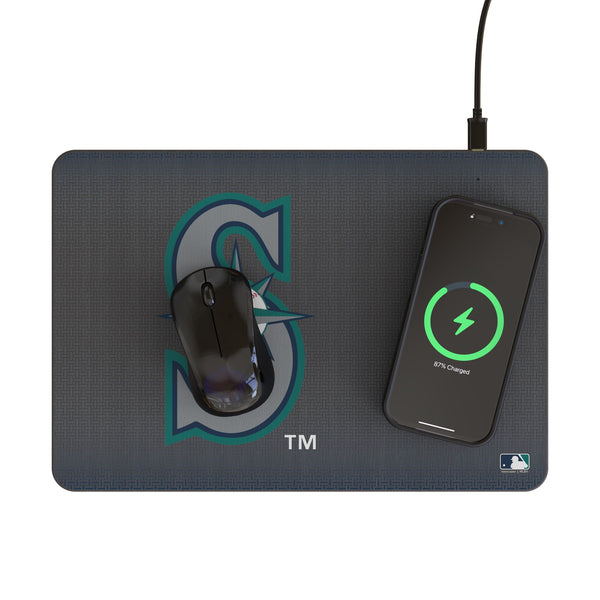 Seattle Mariners Linen 15-Watt Wireless Charger and Mouse Pad Lifestyle.Jpg