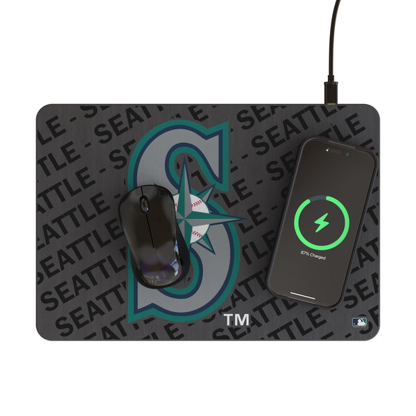 Seattle Mariners Personalized Tilt 15-Watt Wireless Charger and Mouse Pad Lifestyle.Jpg