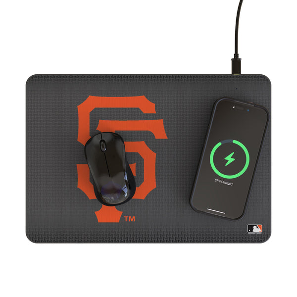 San Francisco Giants Linen 15-Watt Wireless Charger and Mouse Pad Lifestyle.Jpg
