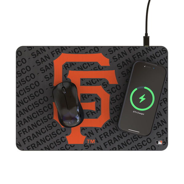 San Francisco Giants Personalized Tilt 15-Watt Wireless Charger and Mouse Pad Lifestyle.Jpg