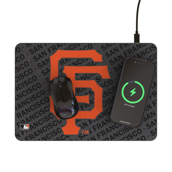 San Francisco Giants Monocolor Tilt 15-Watt Wireless Charger and Mouse Pad Lifestyle.Jpg