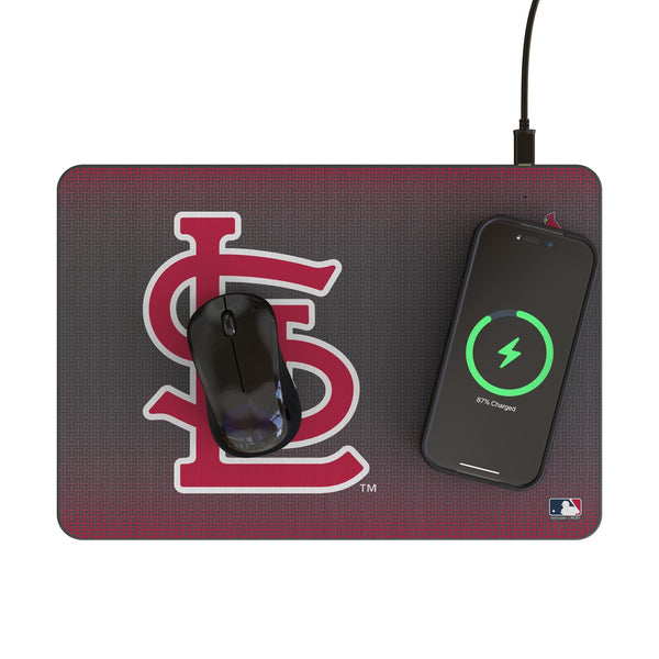 St Louis Cardinals Linen 15-Watt Wireless Charger and Mouse Pad Lifestyle.Jpg