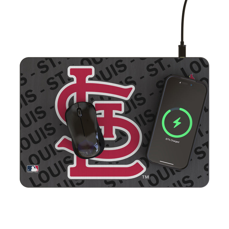 St Louis Cardinals Monocolor Tilt 15-Watt Wireless Charger and Mouse Pad Lifestyle.Jpg