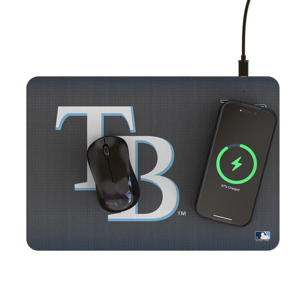Tampa Bay Rays Linen 15-Watt Wireless Charger and Mouse Pad Lifestyle.Jpg