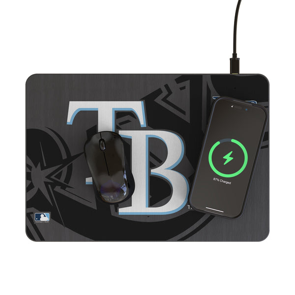 Tampa Bay Rays Monocolor Tilt 15-Watt Wireless Charger and Mouse Pad Lifestyle.Jpg