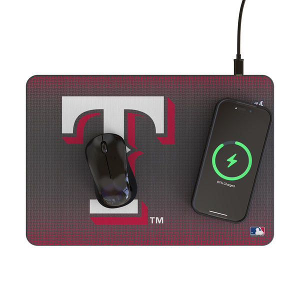 Texas Rangers Linen 15-Watt Wireless Charger and Mouse Pad Lifestyle.Jpg