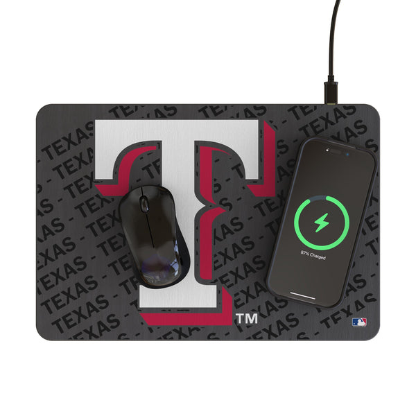Texas Rangers Personalized Tilt 15-Watt Wireless Charger and Mouse Pad Lifestyle.Jpg
