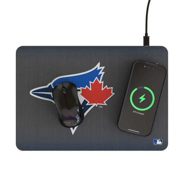 Toronto Blue Jays Linen 15-Watt Wireless Charger and Mouse Pad Lifestyle.Jpg