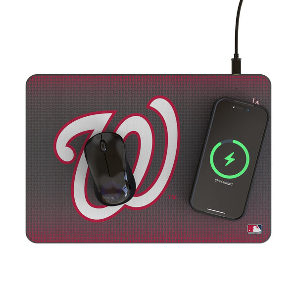 Washington Nationals Linen 15-Watt Wireless Charger and Mouse Pad Lifestyle.Jpg
