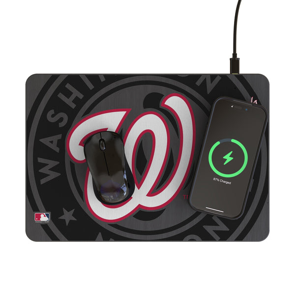 Washington Nationals Monocolor Tilt 15-Watt Wireless Charger and Mouse Pad Lifestyle.Jpg