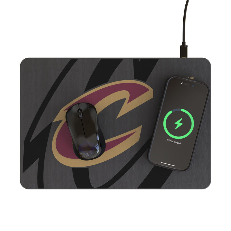 Cleveland Cavaliers Monocolor Tilt 15-Watt Wireless Charger and Mouse Pad Lifestyle.Jpg