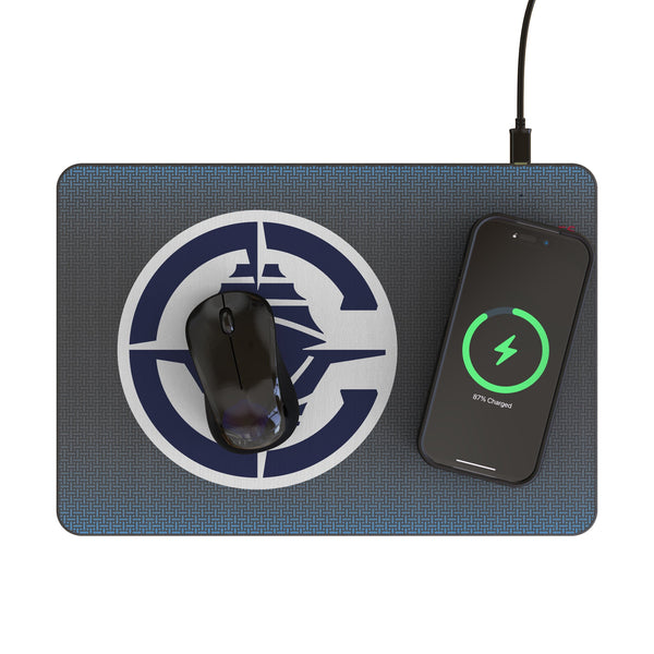 Los Angeles Clippers Linen 15-Watt Wireless Charger and Mouse Pad Lifestyle.Jpg