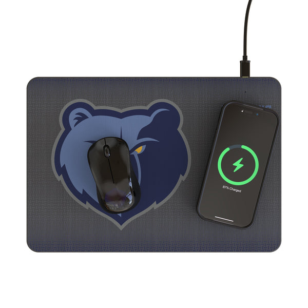 Memphis Grizzlies Linen 15-Watt Wireless Charger and Mouse Pad Lifestyle.Jpg