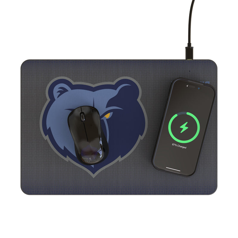 Memphis Grizzlies Linen 15-Watt Wireless Charger and Mouse Pad Lifestyle.Jpg