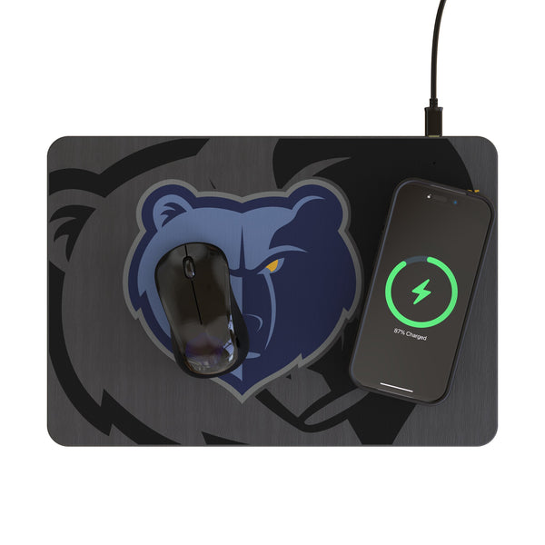Memphis Grizzlies Personalized Tilt 15-Watt Wireless Charger and Mouse Pad Lifestyle.Jpg
