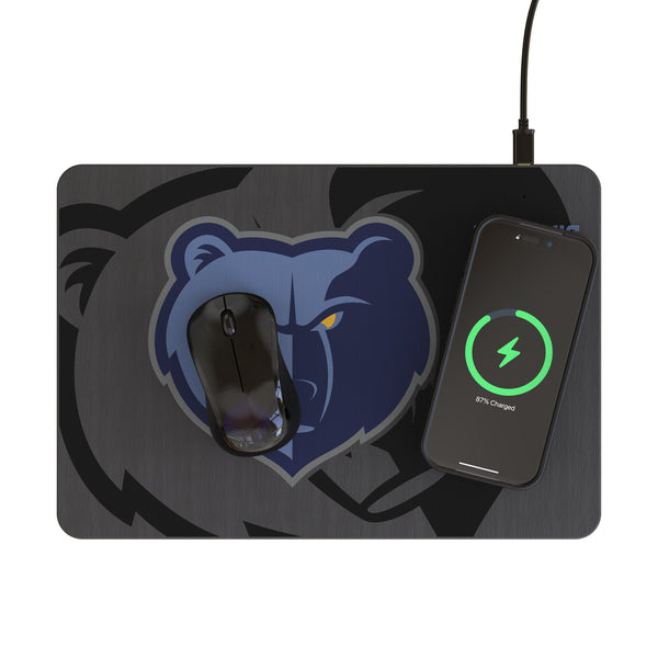 Memphis Grizzlies Monocolor Tilt 15-Watt Wireless Charger and Mouse Pad Lifestyle.Jpg