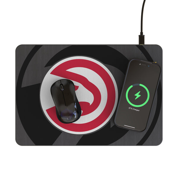 Atlanta Hawks Personalized Tilt 15-Watt Wireless Charger and Mouse Pad Lifestyle.Jpg