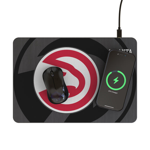 Atlanta Hawks Monocolor Tilt 15-Watt Wireless Charger and Mouse Pad Lifestyle.Jpg