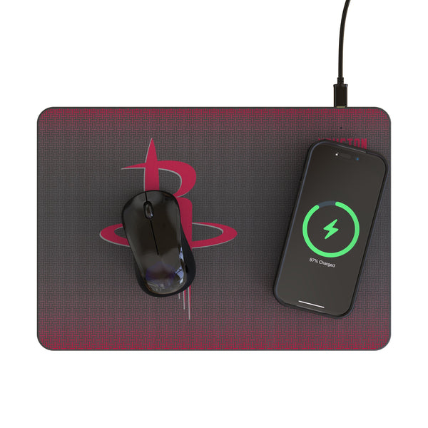 Houston Rockets Linen 15-Watt Wireless Charger and Mouse Pad Lifestyle.Jpg