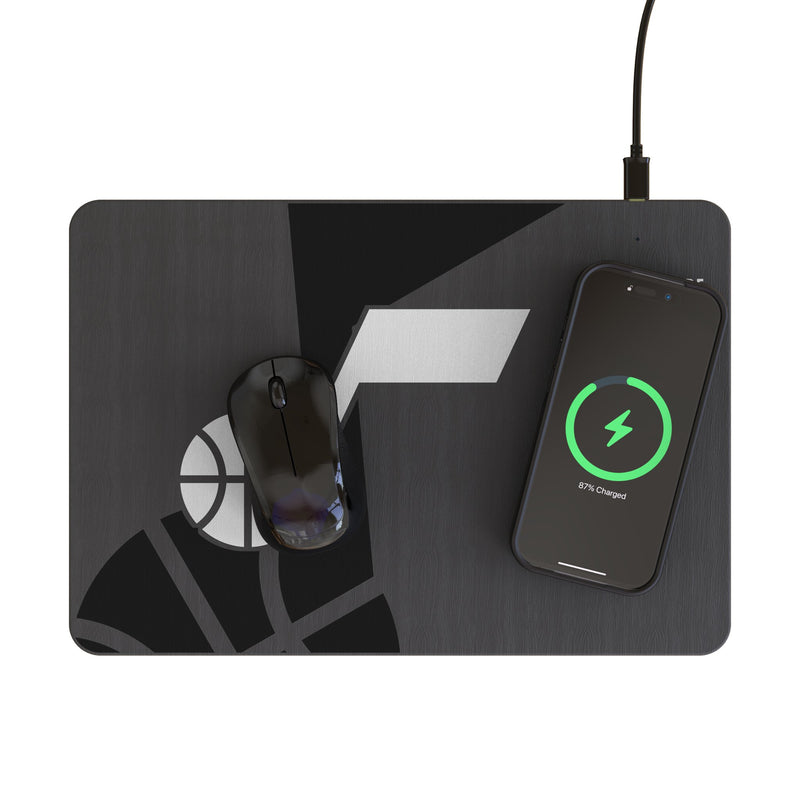 Utah Jazz Personalized Tilt 15-Watt Wireless Charger and Mouse Pad Lifestyle.Jpg