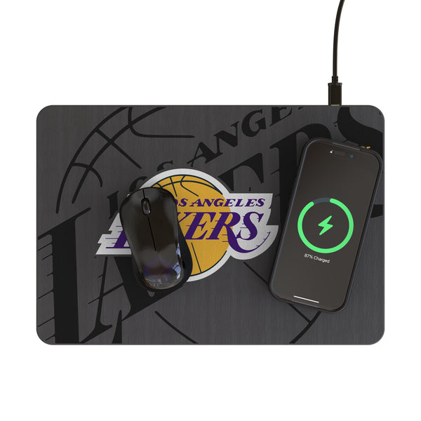 Los Angeles Lakers Personalized Tilt 15-Watt Wireless Charger and Mouse Pad Lifestyle.Jpg