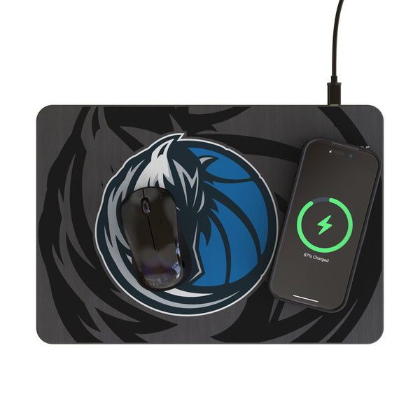 Dallas Mavericks Personalized Tilt 15-Watt Wireless Charger and Mouse Pad Lifestyle.Jpg