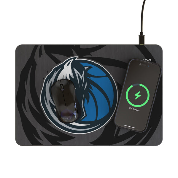 Dallas Mavericks Monocolor Tilt 15-Watt Wireless Charger and Mouse Pad Lifestyle.Jpg