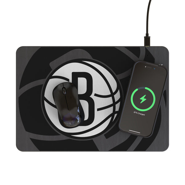 Brooklyn Nets Personalized Tilt 15-Watt Wireless Charger and Mouse Pad Lifestyle.Jpg