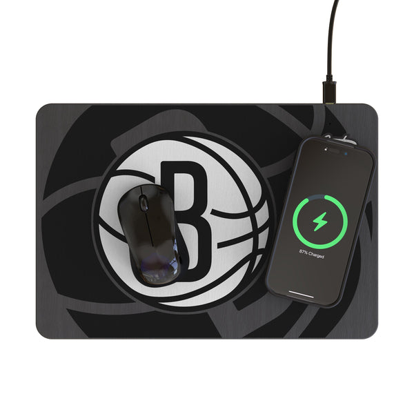 Brooklyn Nets Monocolor Tilt 15-Watt Wireless Charger and Mouse Pad Lifestyle.Jpg