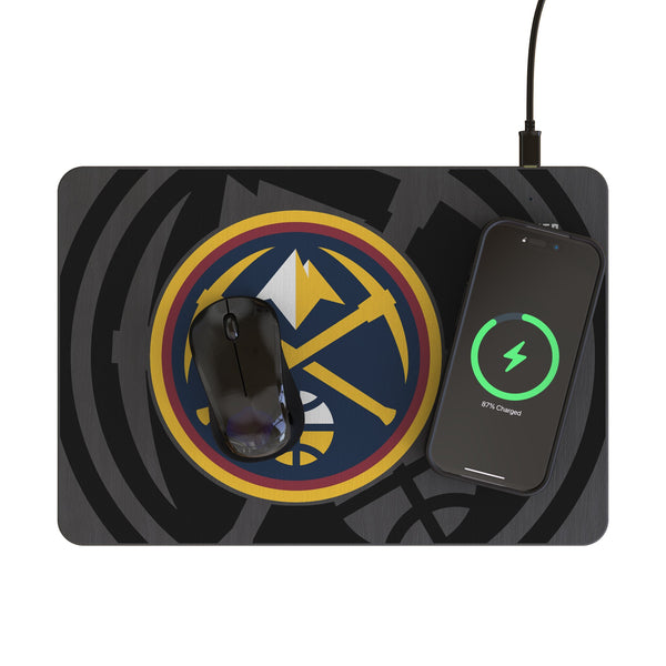 Denver Nuggets Monocolor Tilt 15-Watt Wireless Charger and Mouse Pad Lifestyle.Jpg