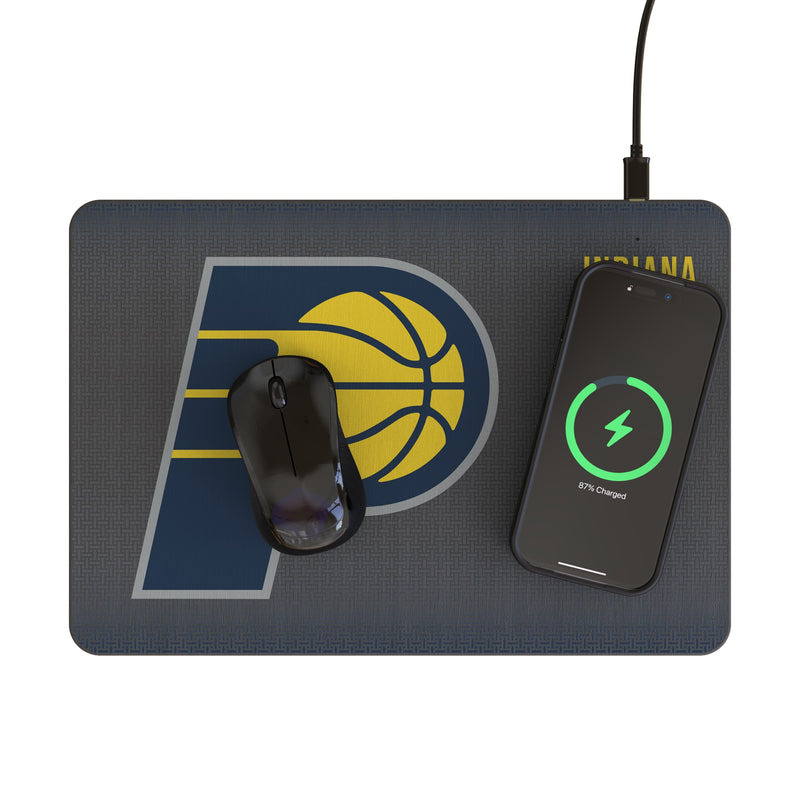 Indiana Pacers Linen 15-Watt Wireless Charger and Mouse Pad Lifestyle.Jpg
