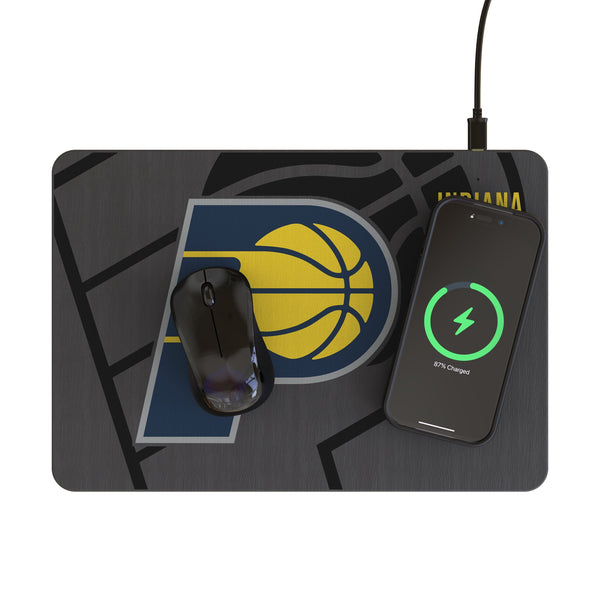 Indiana Pacers Monocolor Tilt 15-Watt Wireless Charger and Mouse Pad Lifestyle.Jpg
