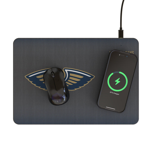 New Orleans Pelicans Linen 15-Watt Wireless Charger and Mouse Pad Lifestyle.Jpg