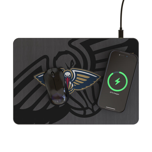 New Orleans Pelicans Personalized Tilt 15-Watt Wireless Charger and Mouse Pad Lifestyle.Jpg