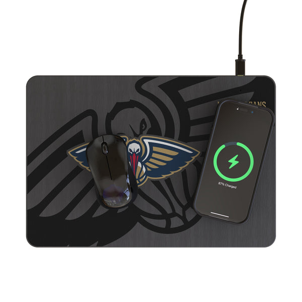 New Orleans Pelicans Monocolor Tilt 15-Watt Wireless Charger and Mouse Pad Lifestyle.Jpg