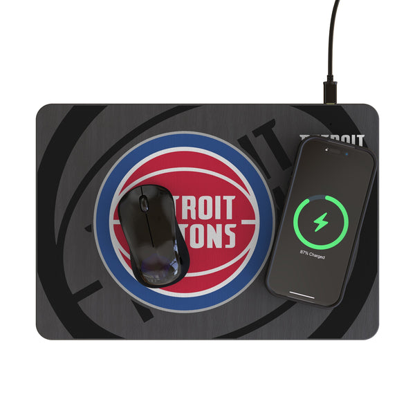 Detroit Pistons Monocolor Tilt 15-Watt Wireless Charger and Mouse Pad Lifestyle.Jpg