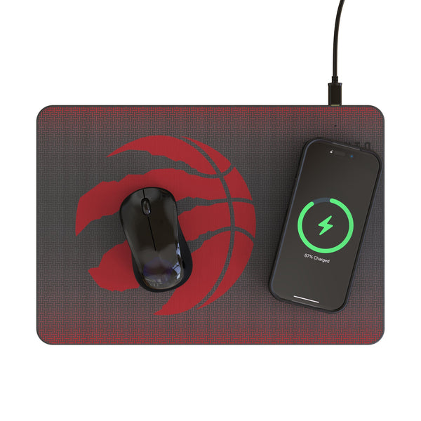 Toronto Raptors Linen 15-Watt Wireless Charger and Mouse Pad Lifestyle.Jpg