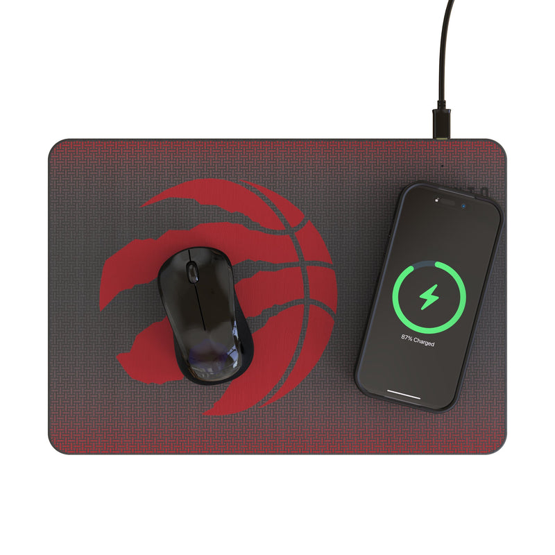 Toronto Raptors Linen 15-Watt Wireless Charger and Mouse Pad Lifestyle.Jpg