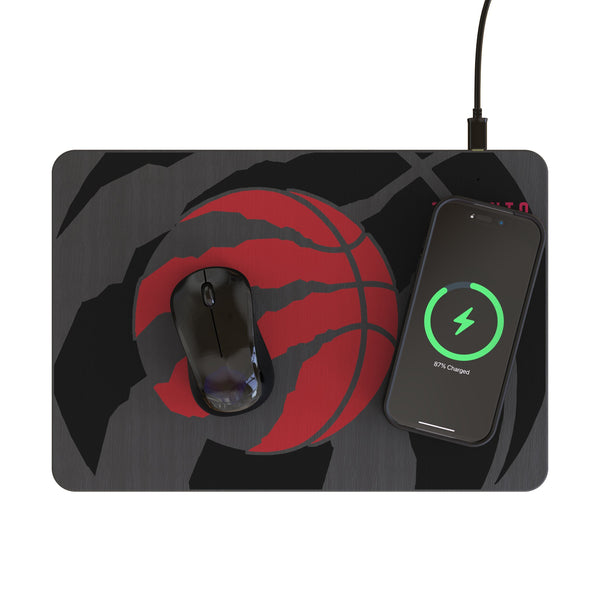 Toronto Raptors Monocolor Tilt 15-Watt Wireless Charger and Mouse Pad Lifestyle.Jpg