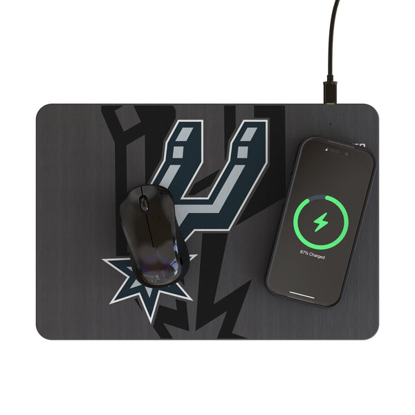 San Antonio Spurs Monocolor Tilt 15-Watt Wireless Charger and Mouse Pad Lifestyle.Jpg