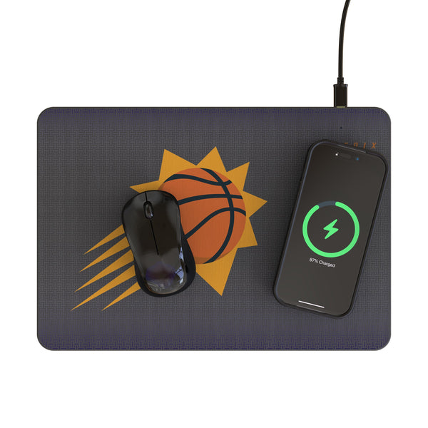 Phoenix Suns Linen 15-Watt Wireless Charger and Mouse Pad Lifestyle.Jpg