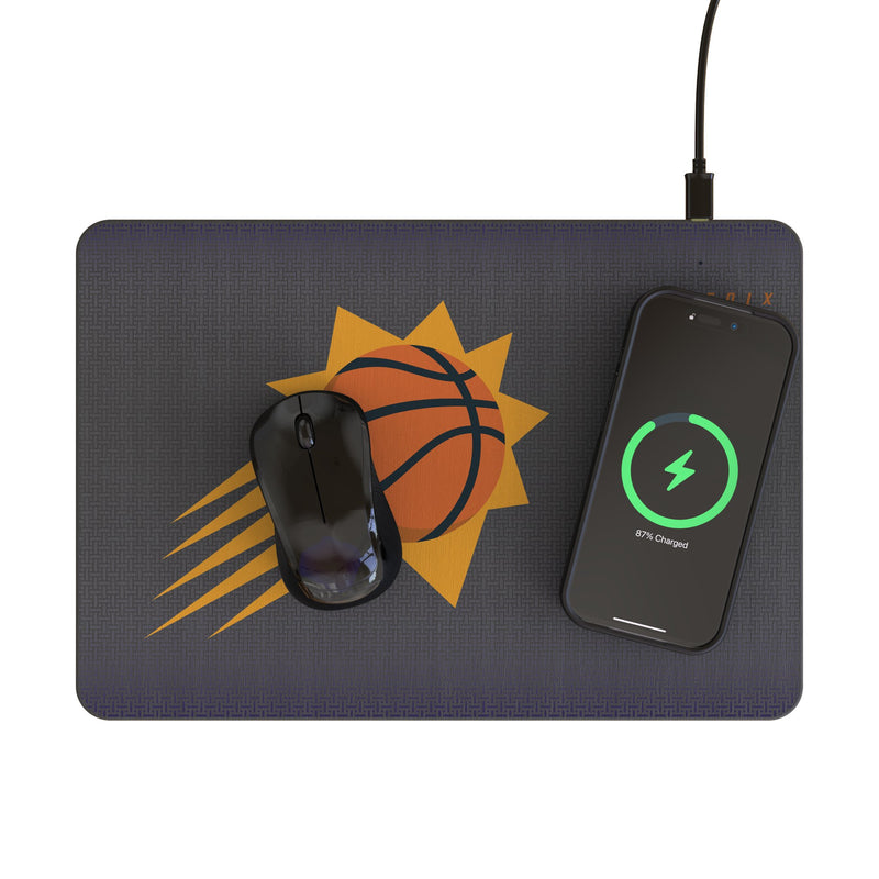 Phoenix Suns Linen 15-Watt Wireless Charger and Mouse Pad Lifestyle.Jpg