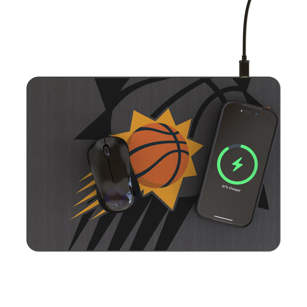 Phoenix Suns Personalized Tilt 15-Watt Wireless Charger and Mouse Pad Lifestyle.Jpg