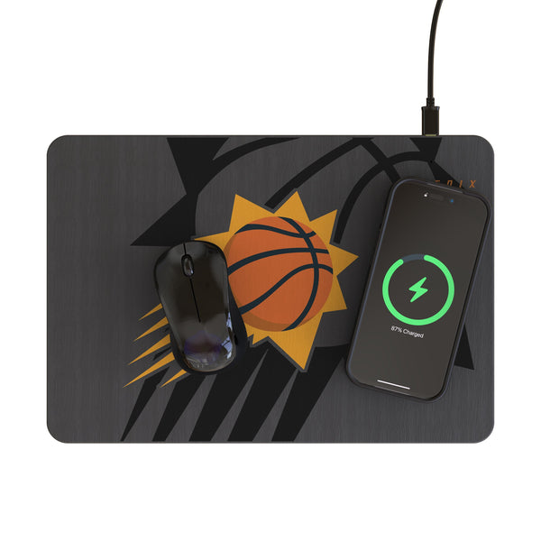 Phoenix Suns Monocolor Tilt 15-Watt Wireless Charger and Mouse Pad Lifestyle.Jpg