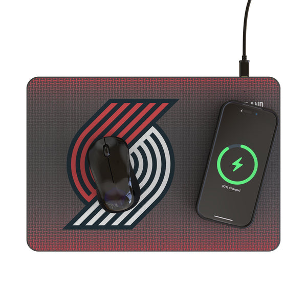 Portland Trail Blazers Linen 15-Watt Wireless Charger and Mouse Pad Lifestyle.Jpg