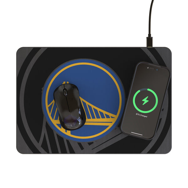 Golden State Warriors Monocolor Tilt 15-Watt Wireless Charger and Mouse Pad Lifestyle.Jpg