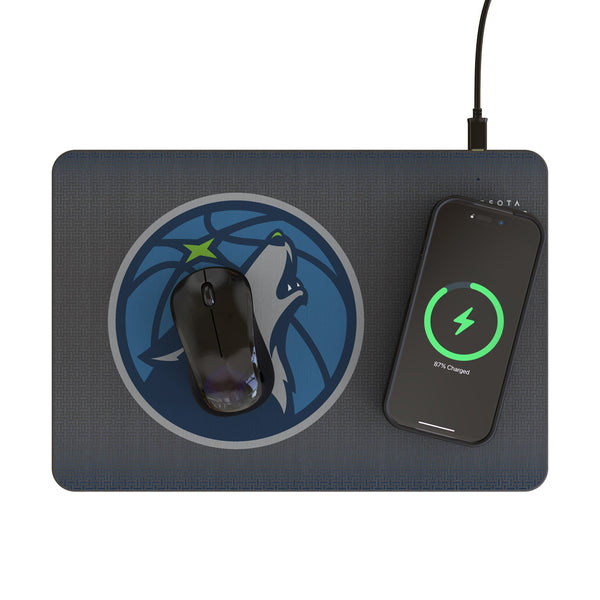 Minnesota Timberwolves Linen 15-Watt Wireless Charger and Mouse Pad Lifestyle.Jpg