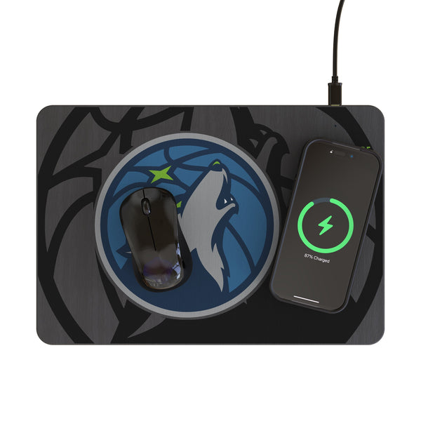 Minnesota Timberwolves Personalized Tilt 15-Watt Wireless Charger and Mouse Pad Lifestyle.Jpg