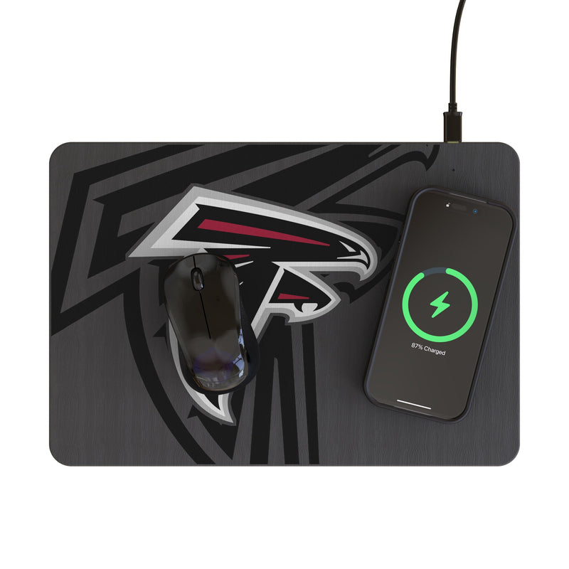 Atlanta Falcons Personalized Tilt 15-Watt Wireless Charger and Mouse Pad Lifestyle.Jpg